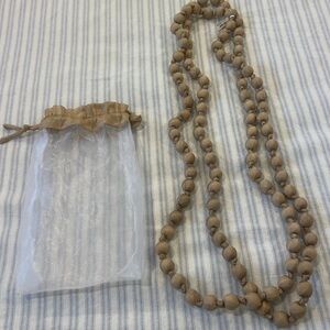 Source Unknown Tan Beaded Necklace with Pouch